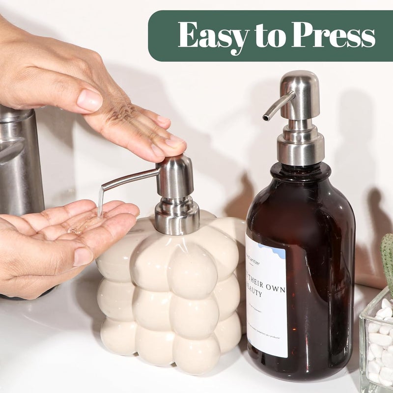Tuipmui Soap Dispenser Pump Replacement, Kitchen and Bathroom Soap Pump Replacement, Reusable 304 Stainless Steel Hand Soap Pump, Shampoo and hand soap pump, Standard Diameter 28/400 Neck Size (2 PCS) - Image 3